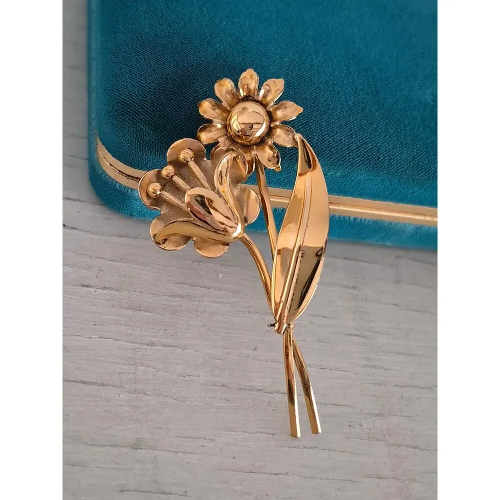 Vintage Coro Sterling Floral Brooch